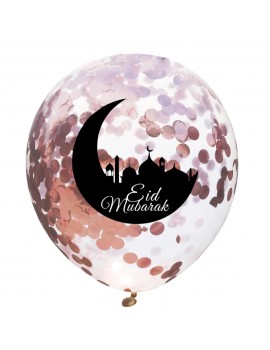Lot de 6 ballons "Eid mubarak" avec confettis