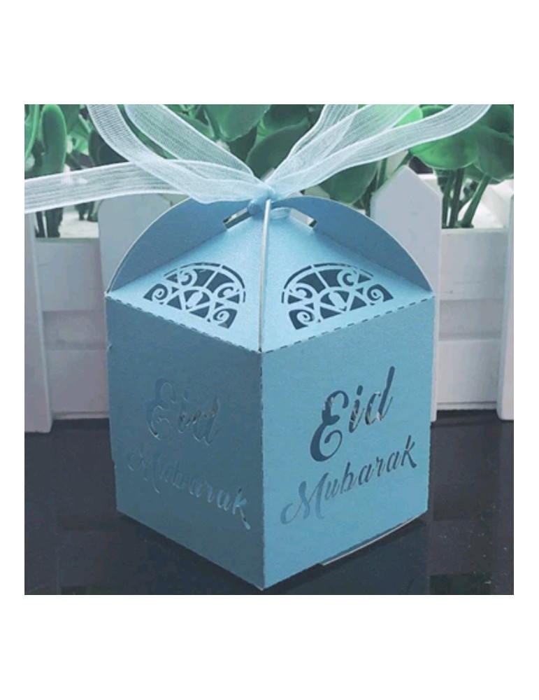 Décorations de fête du Ramadan Eid Mallette de Rangement Creuse A/A 10 boîtes de Bonbons au Chocolat Eid Sac Cadeau en Papier Party Favor Gift Box Happy Al-Fitr Eid Party Supplies 
